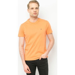 Pomarańczowy t-shirt Tommy Hilfiger z krótkim rękawem w stylu casual z bawełny