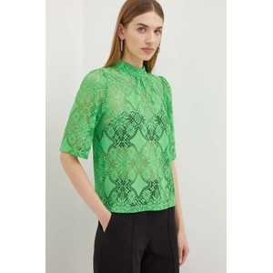 Zielona bluzka Morgan z okrągłym dekoltem w stylu casual z krótkim rękawem