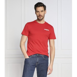 Czerwony t-shirt Napapijri w sportowym stylu z krótkim rękawem