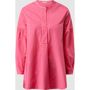 Różowa bluzka Seidensticker z bawełny z dekoltem w kształcie litery v