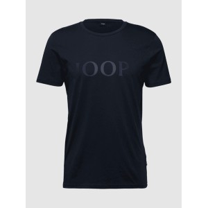 Granatowy t-shirt Joop! z bawełny z nadrukiem w młodzieżowym stylu