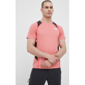 Różowy t-shirt The North Face z krótkim rękawem w sportowym stylu