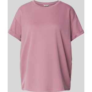 Różowy t-shirt mbyM w stylu casual z okrągłym dekoltem z krótkim rękawem