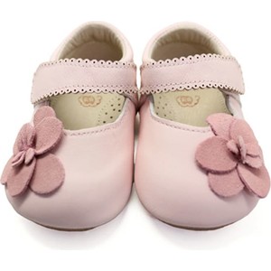 Różowe buciki niemowlęce Lait Et Miel w kwiatki dla dziewczynek