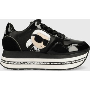 Czarne buty sportowe Karl Lagerfeld na platformie sznurowane