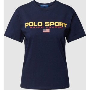 Granatowa bluzka Polo Sport w sportowym stylu z bawełny
