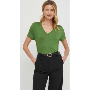 Zielona bluzka United Colors Of Benetton w stylu casual z dekoltem w kształcie litery v