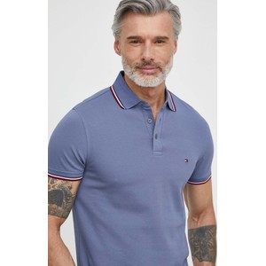 Niebieski t-shirt Tommy Hilfiger w stylu casual z bawełny z krótkim rękawem
