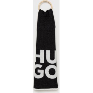 Czarny szalik Hugo Boss z nadrukiem