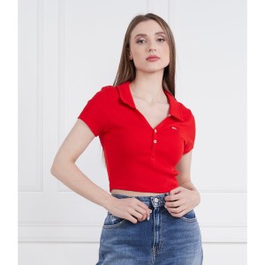 Czerwona bluzka Tommy Jeans w stylu casual z bawełny