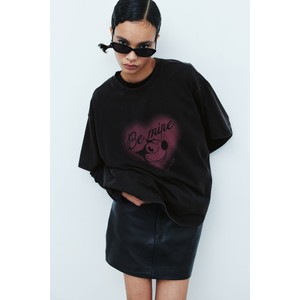 Czarna bluzka H & M w młodzieżowym stylu z dżerseju z okrągłym dekoltem