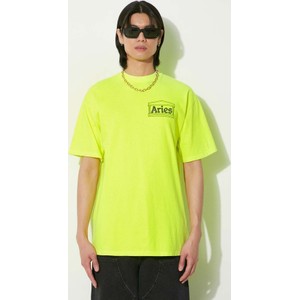 Żółty t-shirt Aries w stylu casual z krótkim rękawem