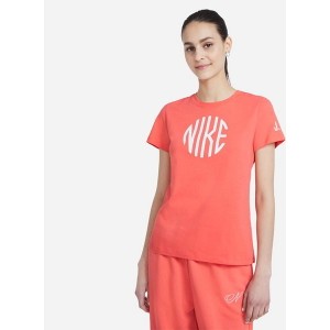 Czerwony t-shirt Nike z okrągłym dekoltem