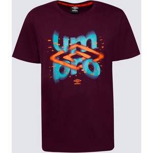 Fioletowy t-shirt Umbro w młodzieżowym stylu z krótkim rękawem z nadrukiem