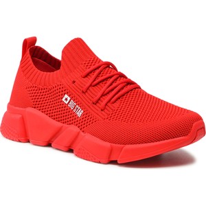 Czerwone buty sportowe Big Star w sportowym stylu z płaską podeszwą sznurowane