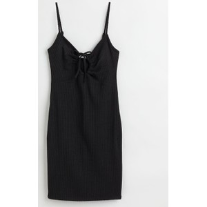 Czarna sukienka H & M bodycon z dżerseju z dekoltem w kształcie litery v