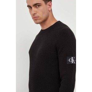 Czarny sweter Calvin Klein z okrągłym dekoltem z dzianiny w stylu casual