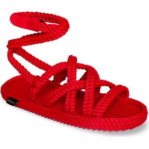 Czerwone sandały Bohonomad w stylu casual z płaską podeszwą z klamrami