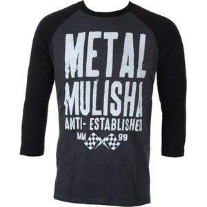 Czarna koszulka z długim rękawem Metal-shop z długim rękawem z bawełny w młodzieżowym stylu