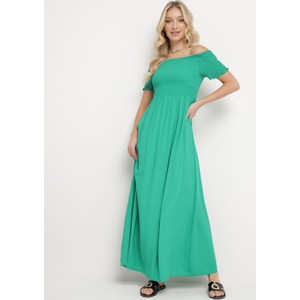 Zielona sukienka born2be maxi z bawełny rozkloszowana