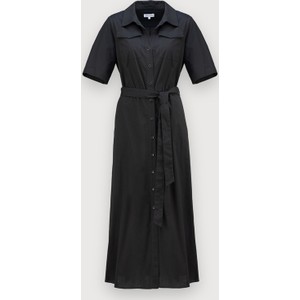 Czarna sukienka Molton midi z krótkim rękawem z kołnierzykiem