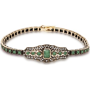 Wiktoriańska - Biżuteria Yes Bransoletka złota z szmaragdami i diamentami - Kolekcja Wiktoriańska