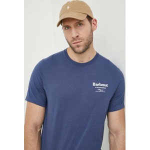 Granatowy t-shirt Barbour z krótkim rękawem