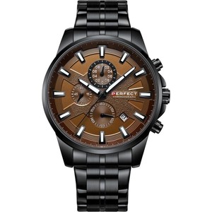Merg Czarny zegarek męski bransoleta duży solidny Perfect M503 czarny