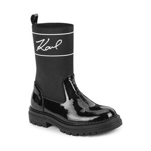 Czarne buty dziecięce zimowe Karl Lagerfeld