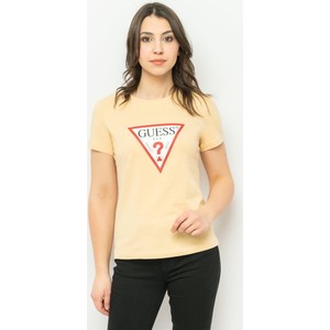 T-shirt Guess w młodzieżowym stylu z okrągłym dekoltem z bawełny