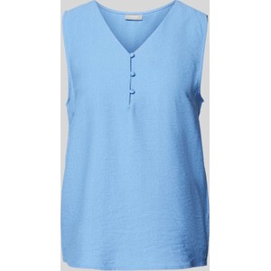 Niebieska bluzka Peek&Cloppenburg z dekoltem w kształcie litery v w stylu casual bez rękawów
