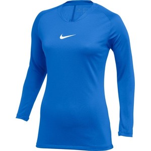Niebieska bluzka Nike z długim rękawem z okrągłym dekoltem w sportowym stylu