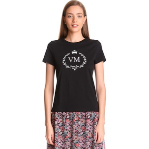 Czarny t-shirt Vive Maria z krótkim rękawem z okrągłym dekoltem