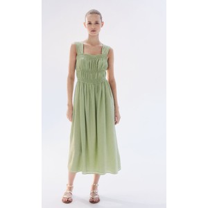 Zielona sukienka H & M z tkaniny z dekoltem w karo
