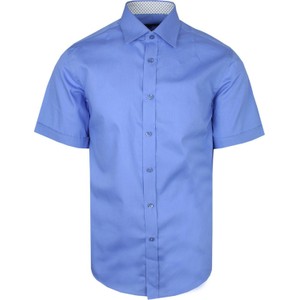 Niebieska koszula Wólczanka w stylu casual z krótkim rękawem