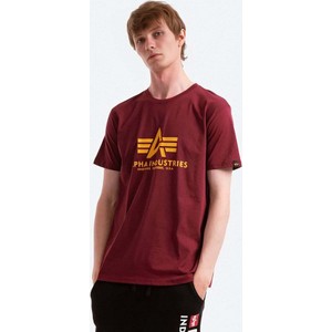 Fioletowy t-shirt Alpha Industries w młodzieżowym stylu z krótkim rękawem z bawełny