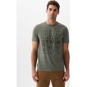 Zielony t-shirt Gap z bawełny w młodzieżowym stylu z krótkim rękawem