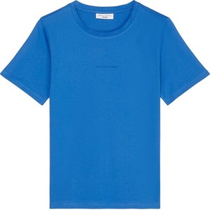 Niebieski t-shirt Marc O'Polo z okrągłym dekoltem z krótkim rękawem z bawełny