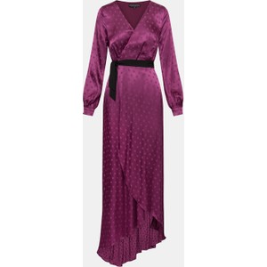 Fioletowa sukienka Little Mistress z długim rękawem z dekoltem w kształcie litery v z jedwabiu