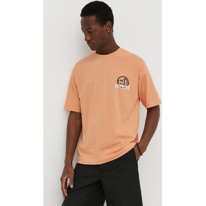 Pomarańczowy t-shirt Drykorn z nadrukiem w stylu casual z bawełny