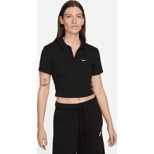 Czarna bluzka Nike z krótkim rękawem w sportowym stylu z kołnierzykiem