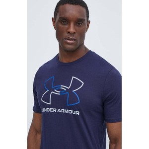 Granatowy t-shirt Under Armour z krótkim rękawem w sportowym stylu