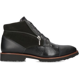 Czarne buty zimowe Conhpol ze skóry sznurowane