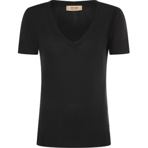 Czarny t-shirt Mos Mosh z dekoltem w kształcie litery v w stylu casual