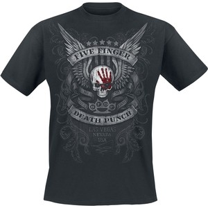 Czarny t-shirt Five Finger Death Punch z krótkim rękawem z nadrukiem z bawełny