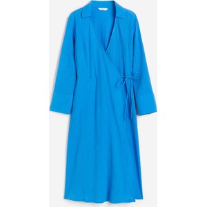 Niebieska sukienka H & M w stylu casual z długim rękawem mini