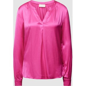 Różowa bluzka Peek&Cloppenburg z dekoltem w kształcie litery v w stylu casual z długim rękawem