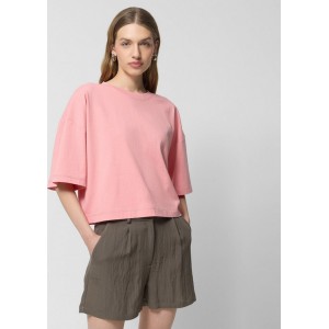 Różowy t-shirt Outhorn z bawełny z okrągłym dekoltem