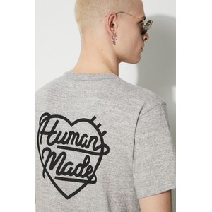 Turkusowy t-shirt Human Made z bawełny z krótkim rękawem z nadrukiem