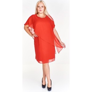 Czerwona sukienka Fokus midi z krótkim rękawem